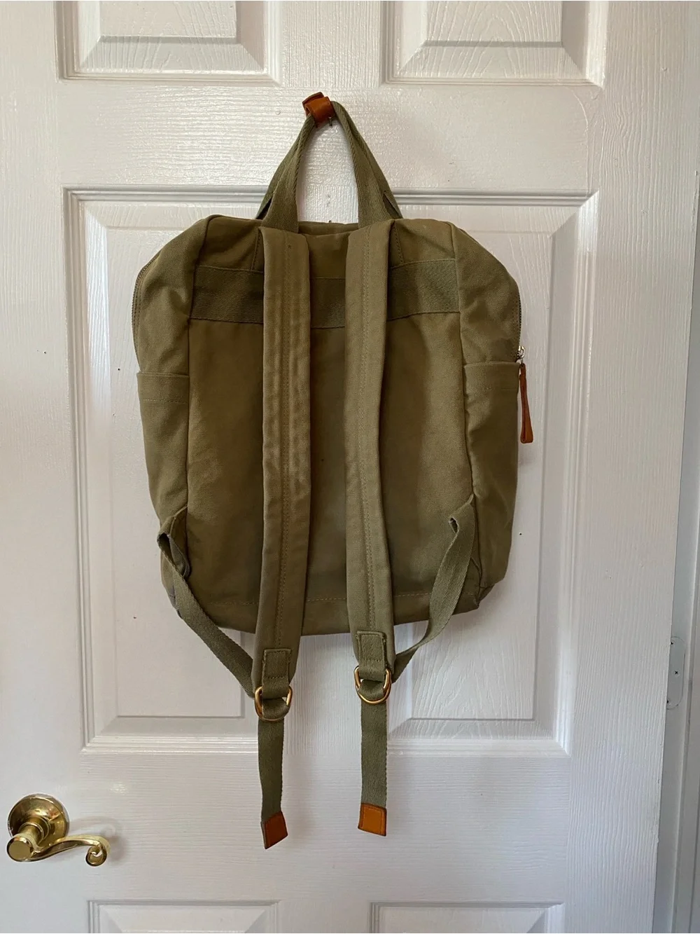 Margot New York Army Green Olive Canvas Cotton Backpack Utility